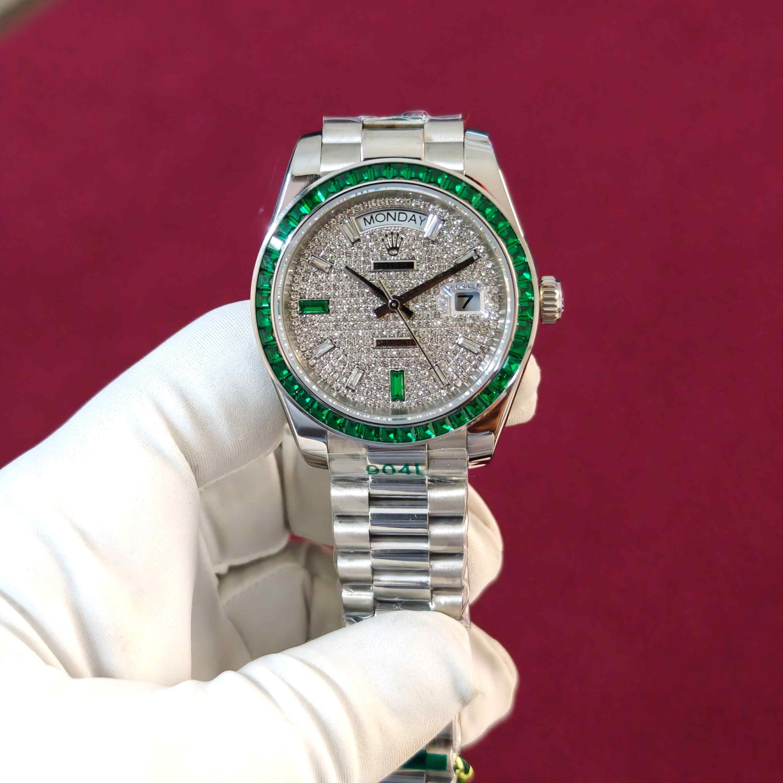 Rolex Day-Date Steel Full Diamond Dial Stick Marker Automatic - Image 2