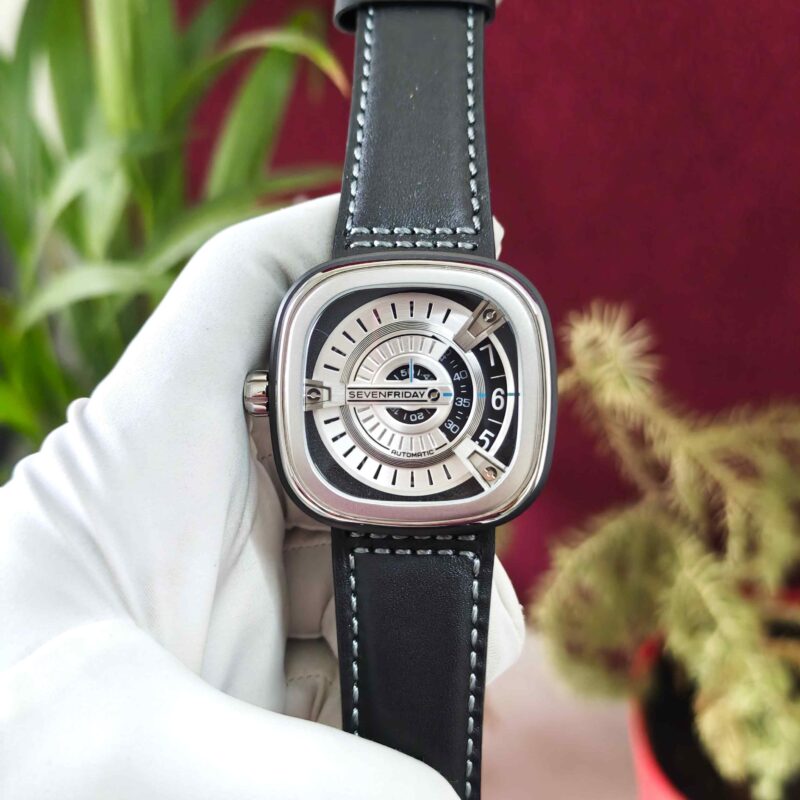 SevenFriday M1-01 Steel Silver Dial Black Leather Strap Automatic