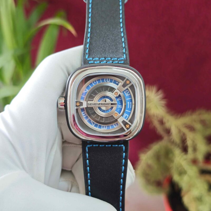 SevenFriday M1-05 Steel Blue Dial Black Leather Strap Automatic