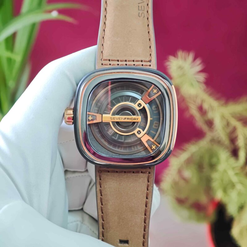 SevenFriday M2-02M Steel Black Dial Brown Leather Strap Automatic