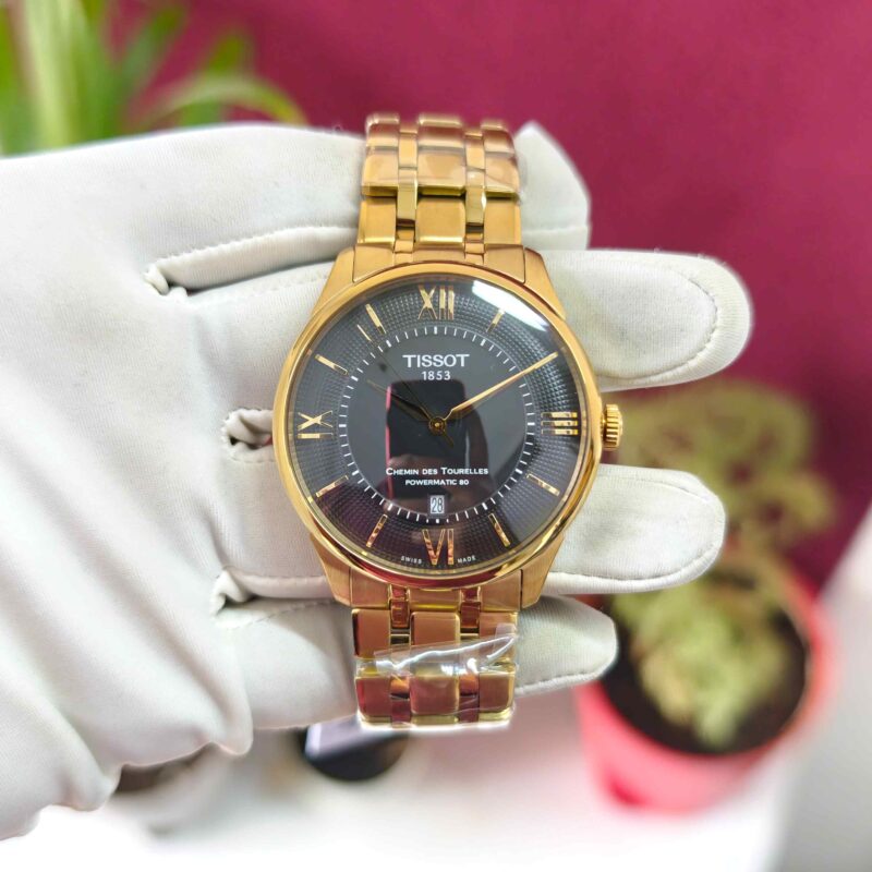 Tissot Chemin des Tourelles Gold Black Dial Automatic