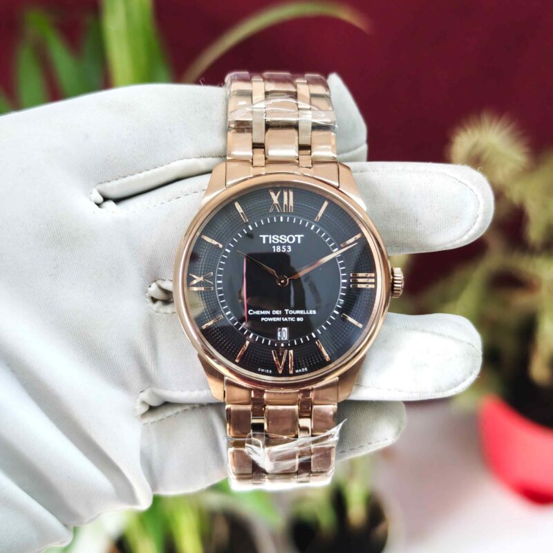 Tissot Chemin des Tourelles Rose Gold Black Dial Automatic