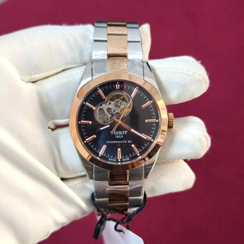 Tissot Gentleman Powermatic 80 Open Heart Dual Tone Black Dial Automatic