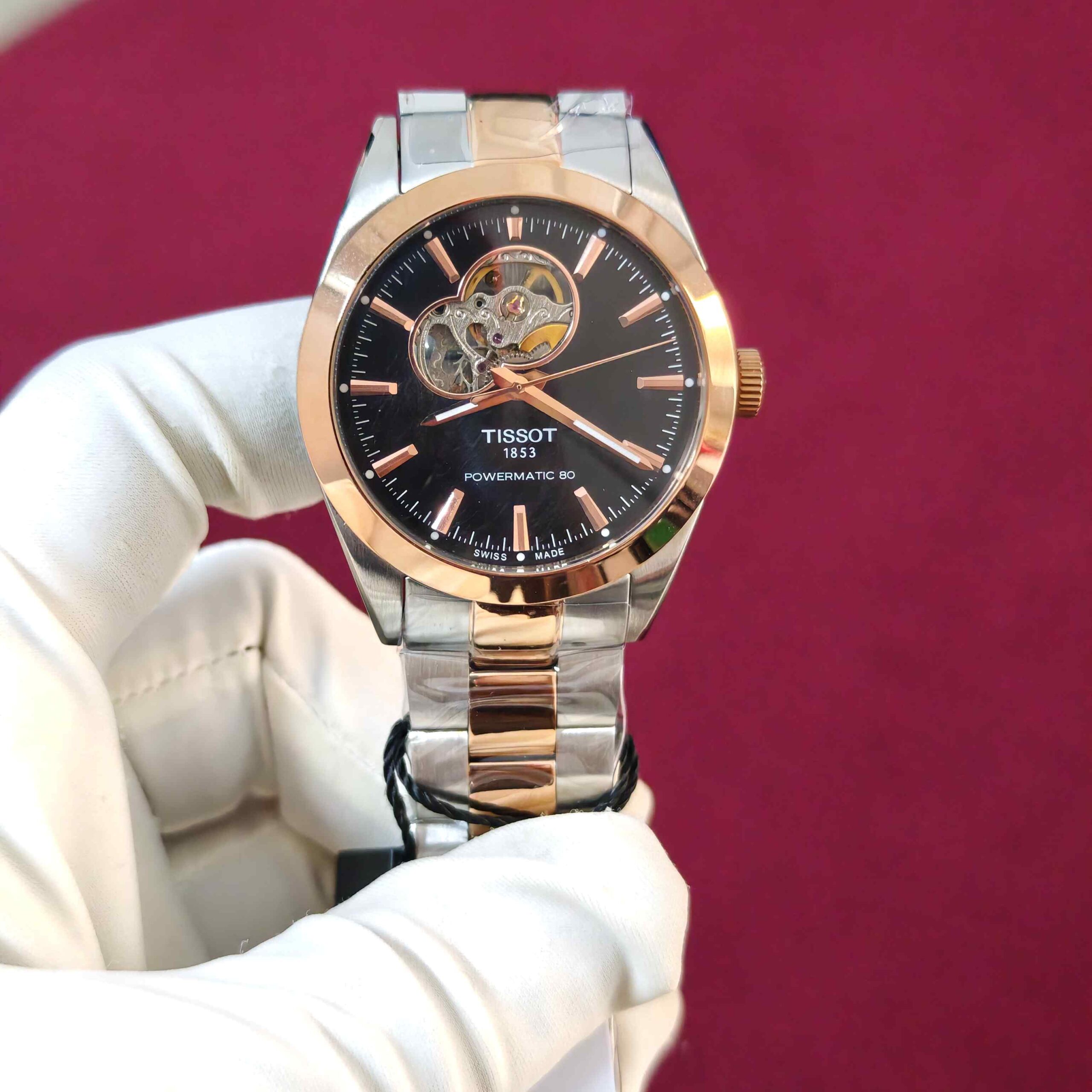Tissot Gentleman Powermatic 80 Open Heart Dual Tone Black Dial Automatic - Image 2