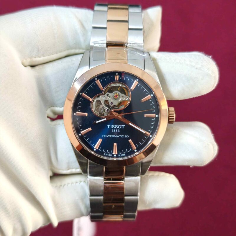 Tissot Gentleman Powermatic 80 Open Heart Dual Tone Blue Dial Automatic