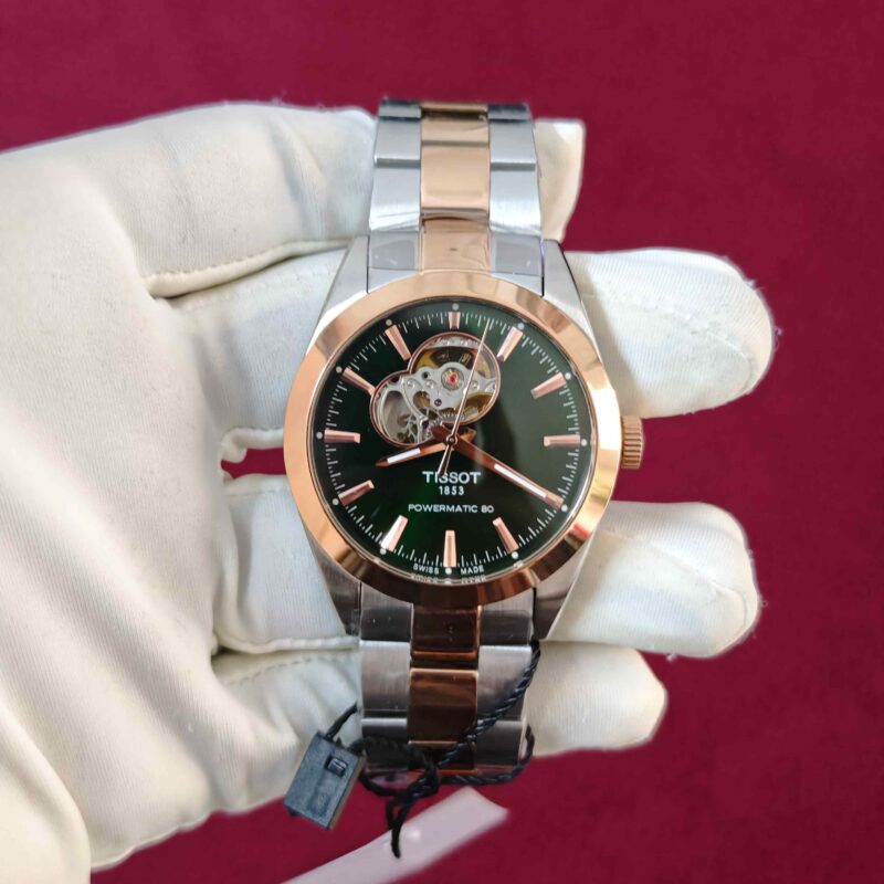 Tissot Gentleman Powermatic 80 Open Heart Dual Tone Green Dial Automatic