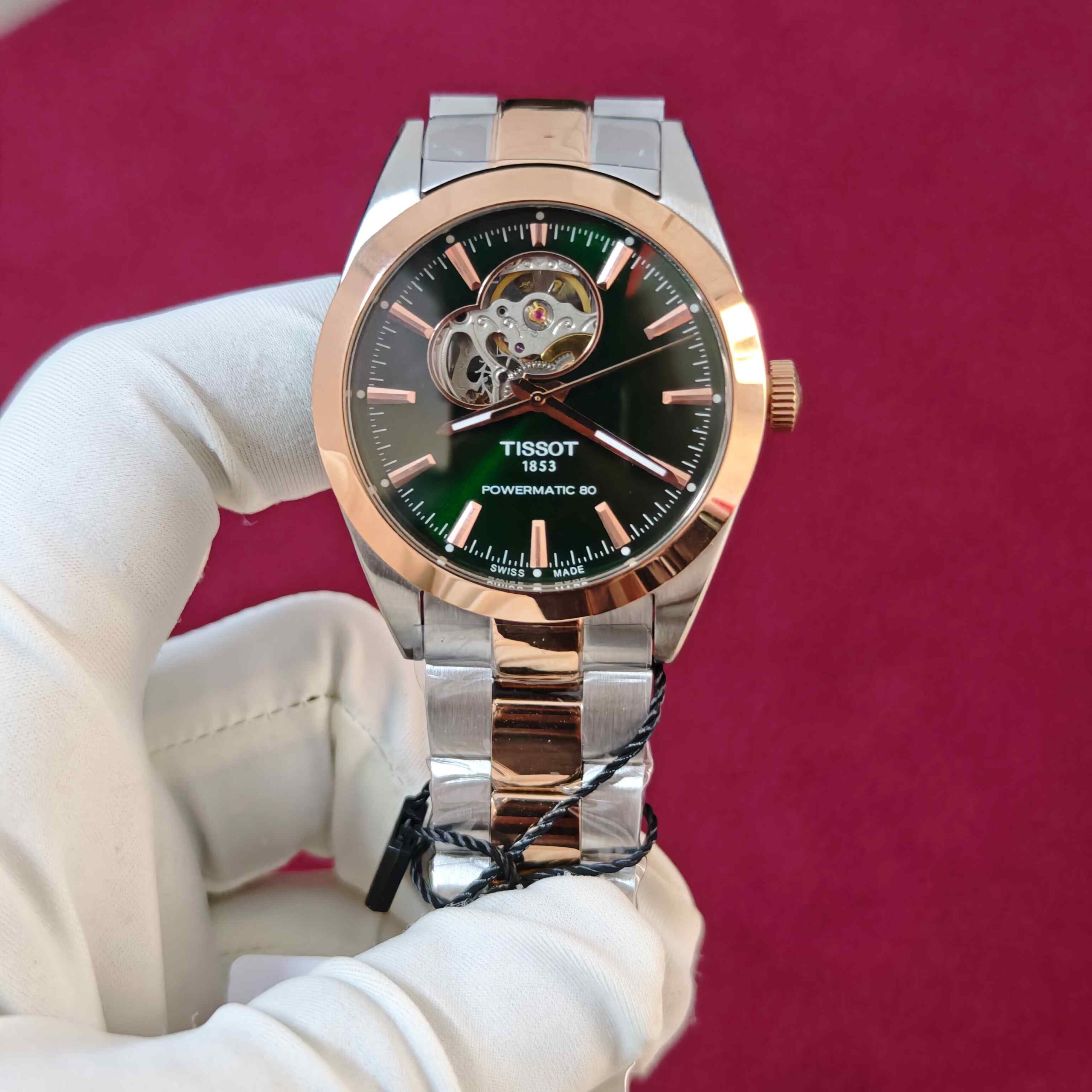 Tissot Gentleman Powermatic 80 Open Heart Dual Tone Green Dial Automatic - Image 2