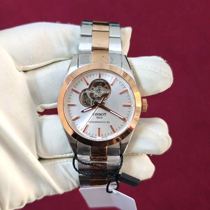 Tissot Gentleman Powermatic 80 Open Heart Dual Tone White Dial Automatic