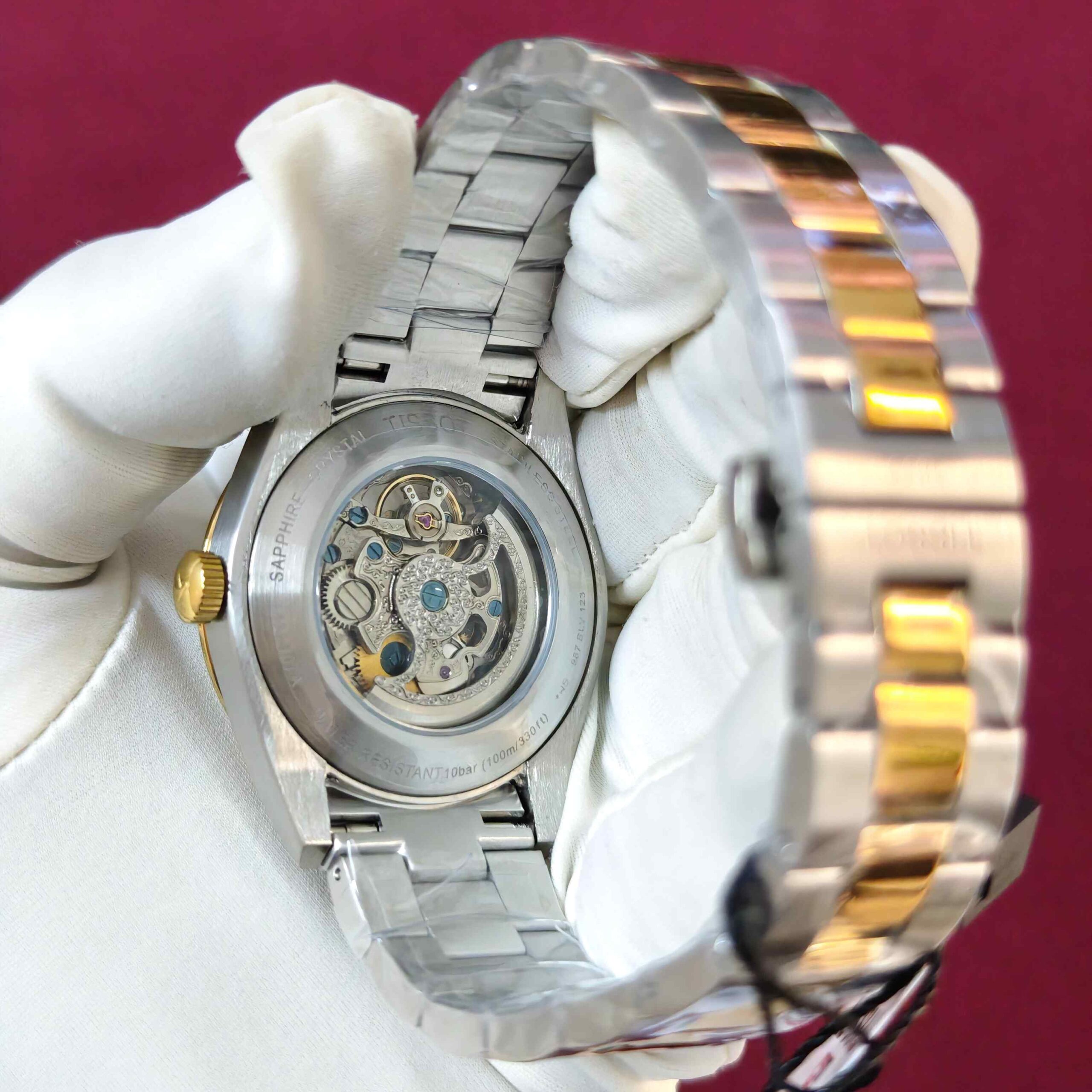 Tissot Gentleman Powermatic 80 Open Heart Gold Dual Tone White Dial Automatic - Image 3