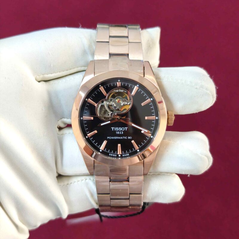 Tissot Gentleman Powermatic 80 Open Heart Rose Gold Black Dial Automatic