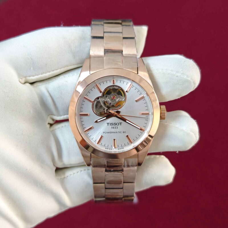 Tissot Gentleman Powermatic 80 Open Heart Rose Gold White Dial Automatic