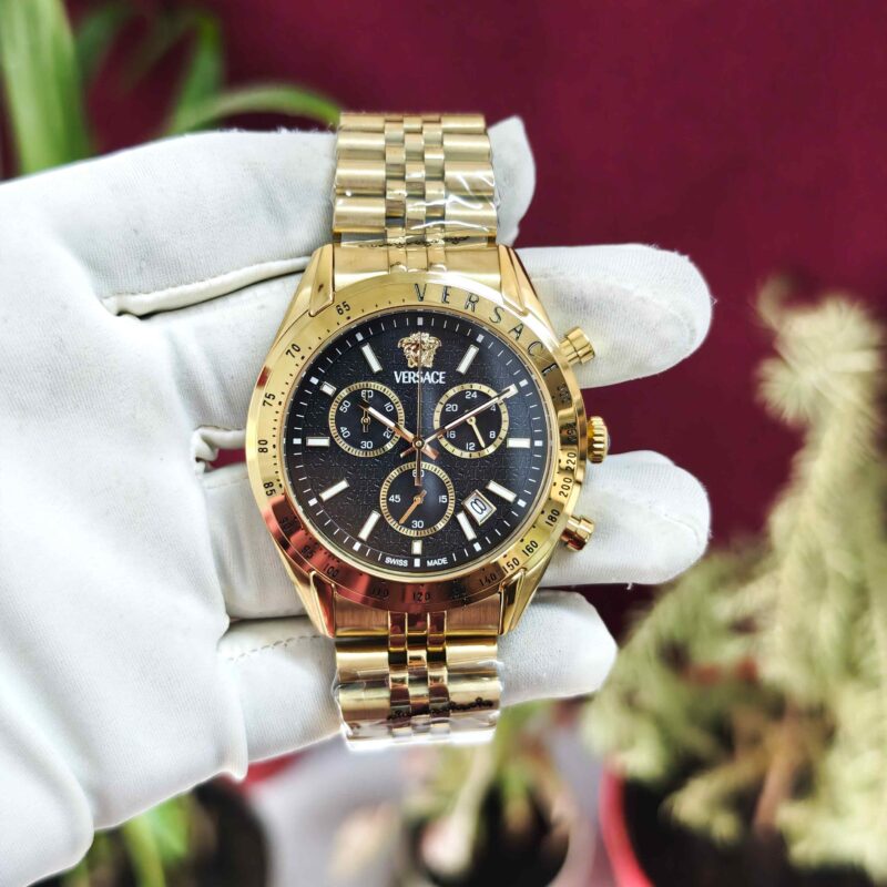 Versace Chrono Master Full Gold Black Dial Quartz