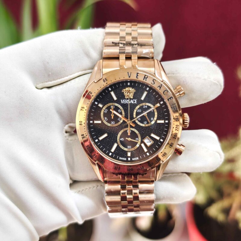 Versace Chrono Master Full Rose Gold Black Dial Quartz