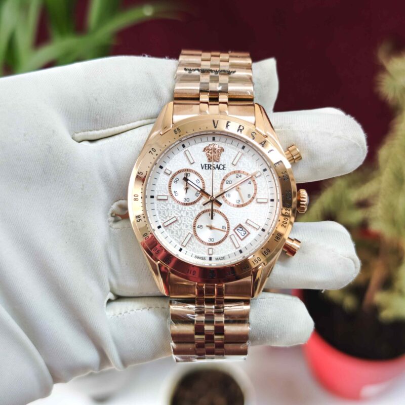Versace Chrono Master Full Rose Gold White Dial Quartz