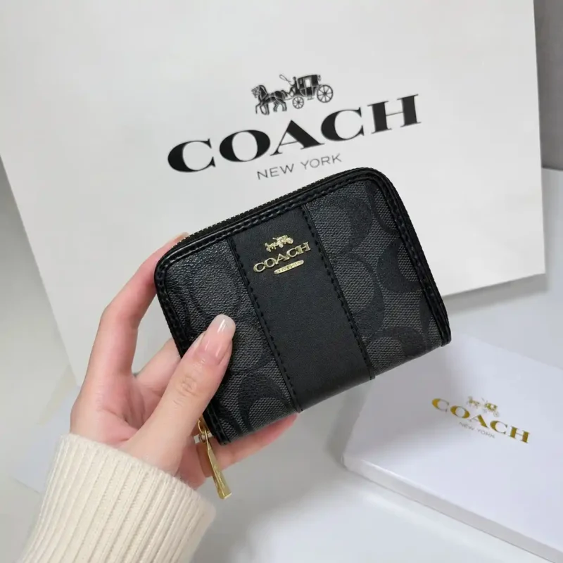 COACH Mini Zipper Wallet Black