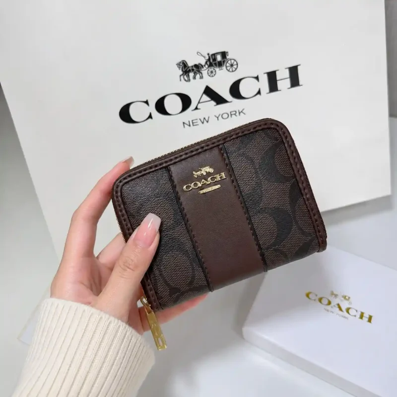 COACH Mini Zipper Wallet Brown