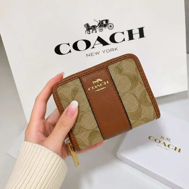 COACH Mini Zipper Wallet Tan Rust
