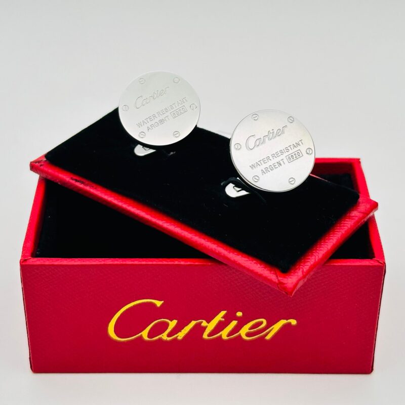 Cartier Sterling Silver round brushed cufflinks