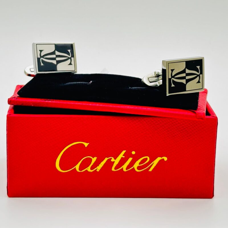 Cartier geometric black enamel inlay cufflinks