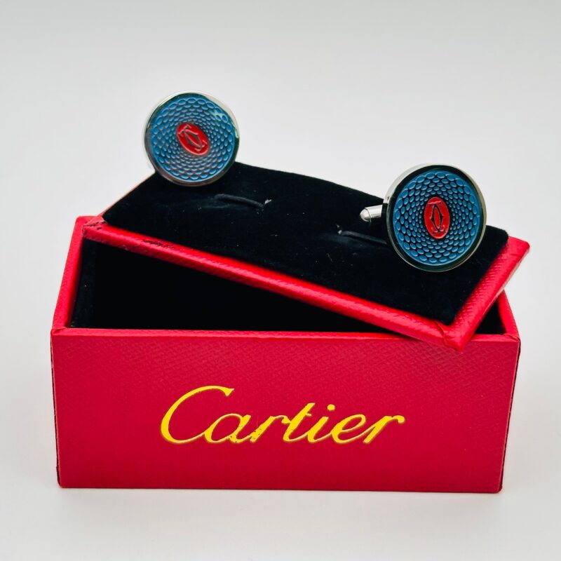 Cartier blue and red motif cufflinks