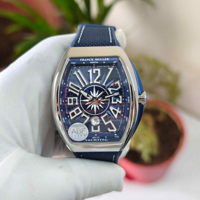 Franck Muller Vanguard V41 SC DT YACHT Steel Blue Dial Blue Leather Strap Swiss ETA Automatic
