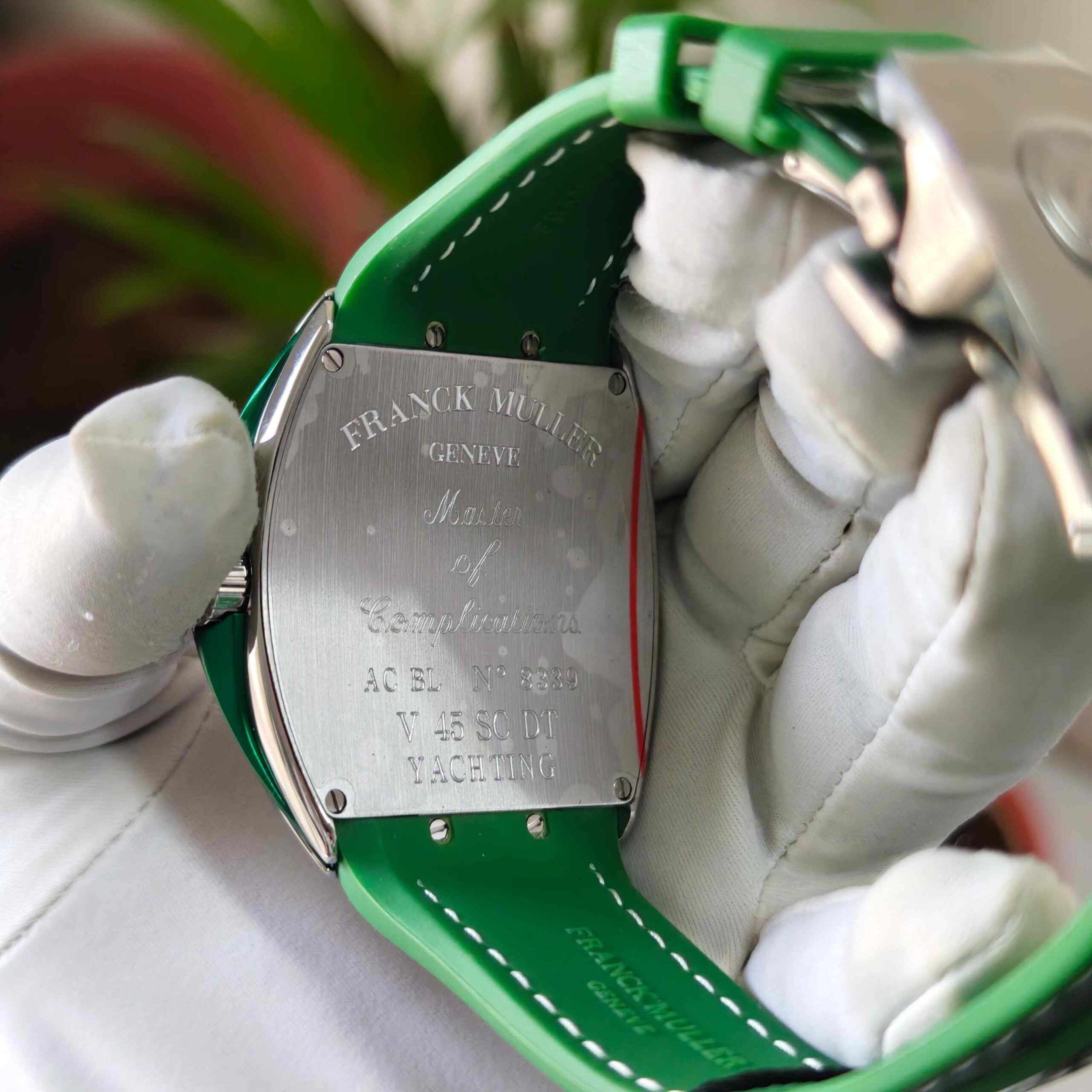 Franck Muller Vanguard V41 SC DT YACHT Steel Green Dial Green Leather Strap Swiss ETA Automatic - Image 3
