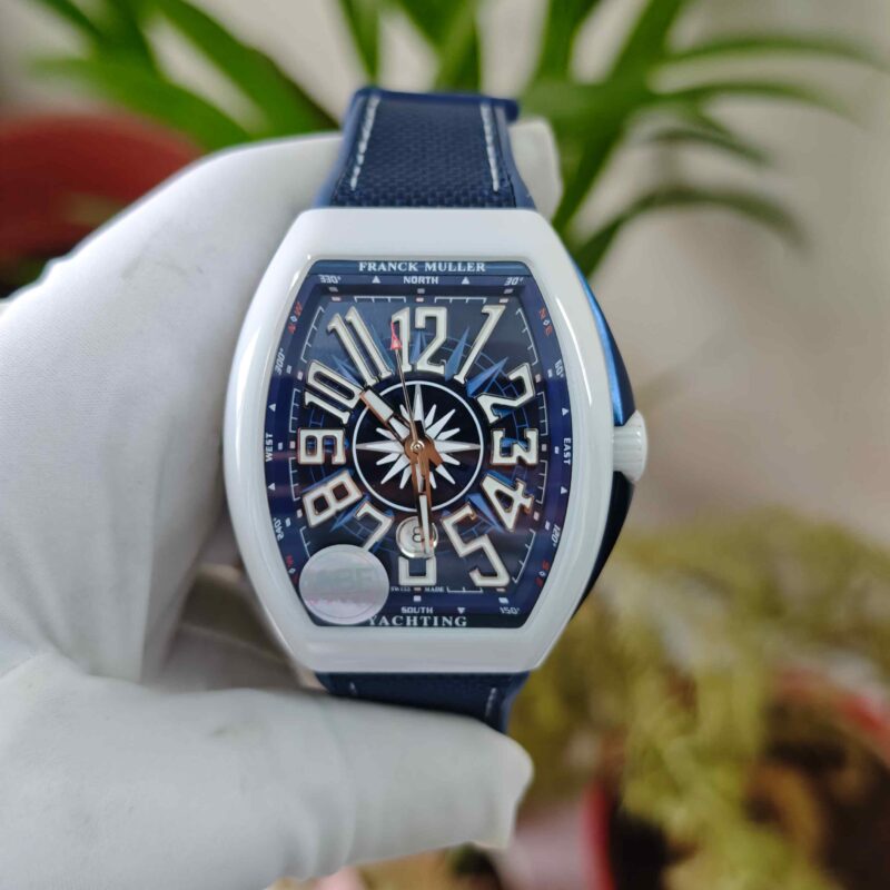 Franck Muller Vanguard V45 SC DT Yachting Ceramic Bazel Full Blue Dial Rubber Strap Swiss ETA Automatic
