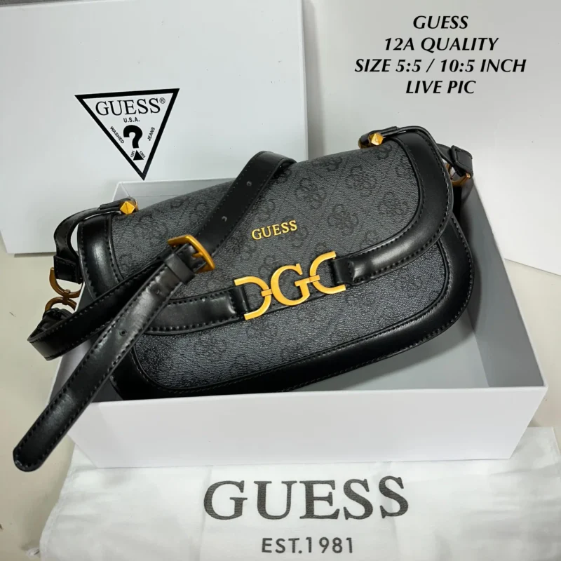 GUESS Zipper Sling Bag Dark Grey