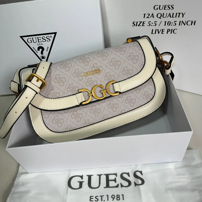 GUESS Zipper Sling Bag off-white