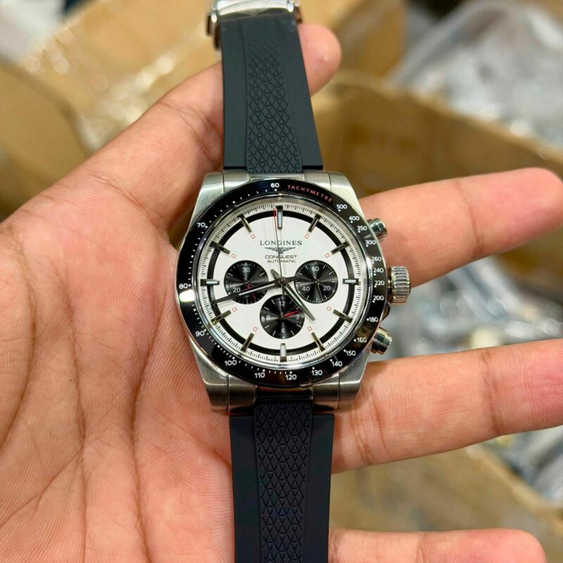 Longines Conquest Chronograph White Dial