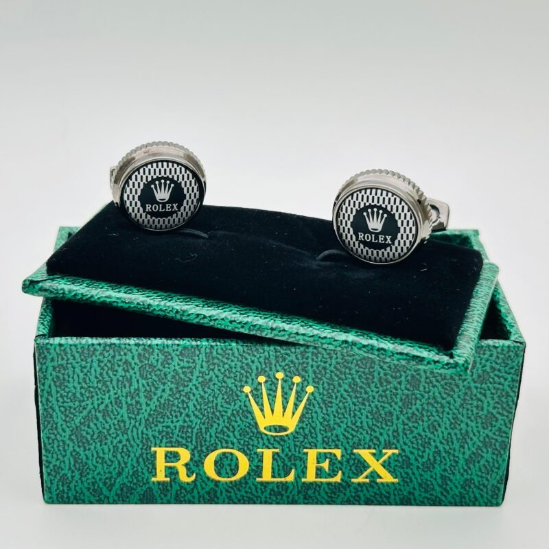 Rolex black and white checkerboard Pattern cufflinks