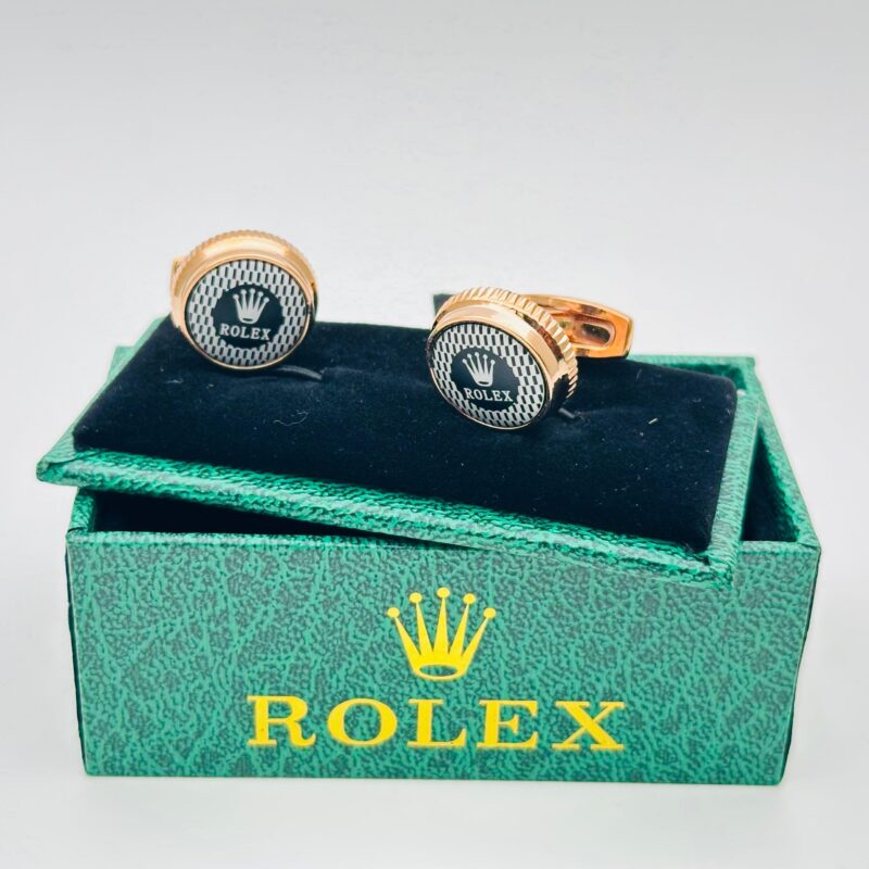 Rolex checkerboard Pattern Rose Gold cufflinks