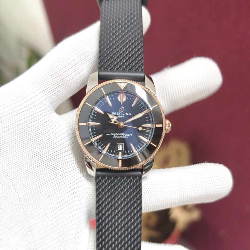 Breitling Superocean Black Dial with Black Rubber Strap Swiss Quartz Watch