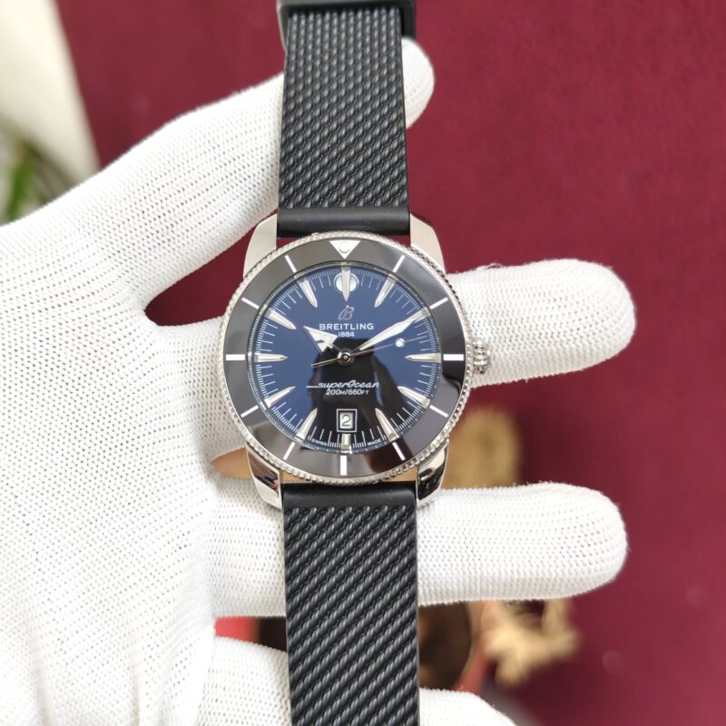 Breitling Superocean Blue Dial with Black Rubber Strap Swiss Quartz Watch