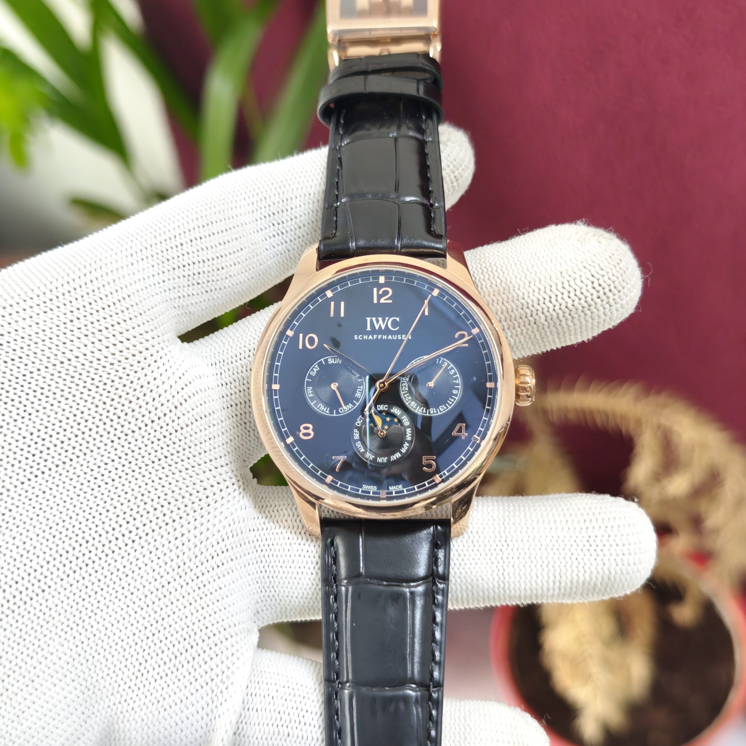 IWC Schaffhausen Portugieser Perpetual Calendar 42 Black Dial Swiss Automatic Luxury Watch with Stainless Steel Case