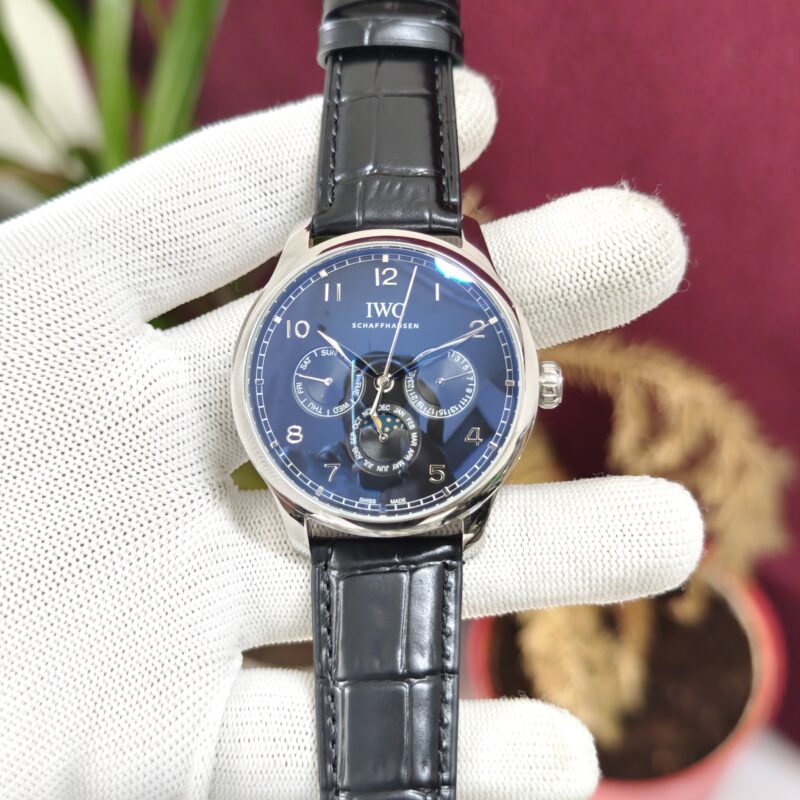 IWC Schaffhausen Portugieser Perpetual Calendar 42 Black Dial Swiss Automatic Luxury Men's Watch with Sapphire Crystal