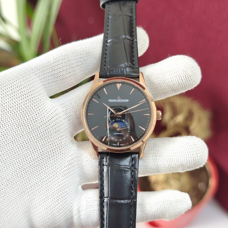 Jaeger-LeCoultre Master Control Moon Phase Rose Gold Black Dial Swiss Automatic Watch
