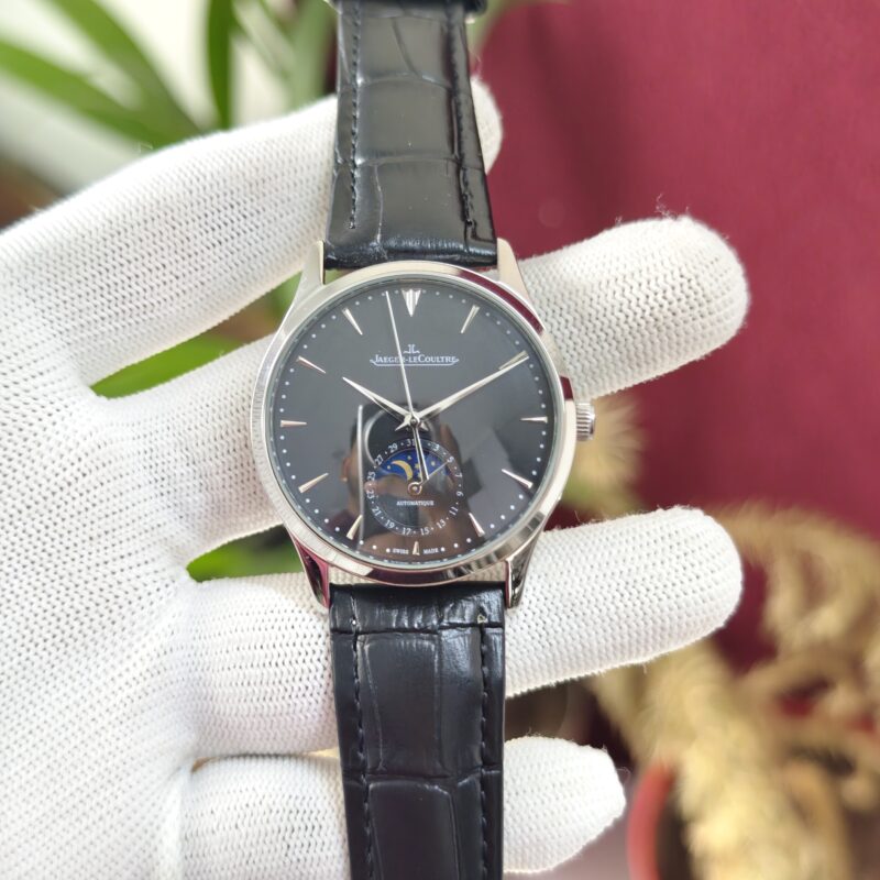 Jaeger-LeCoultre Master Control Moon Phase Steel Full Black Dial Swiss Automatic Watch