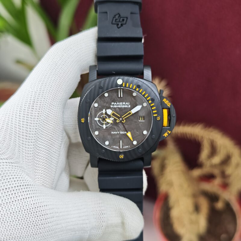 Panerai Submersible Navy SEALs Carbotech Rubber Strap Swiss Automatic Luxury Watch Black Dial