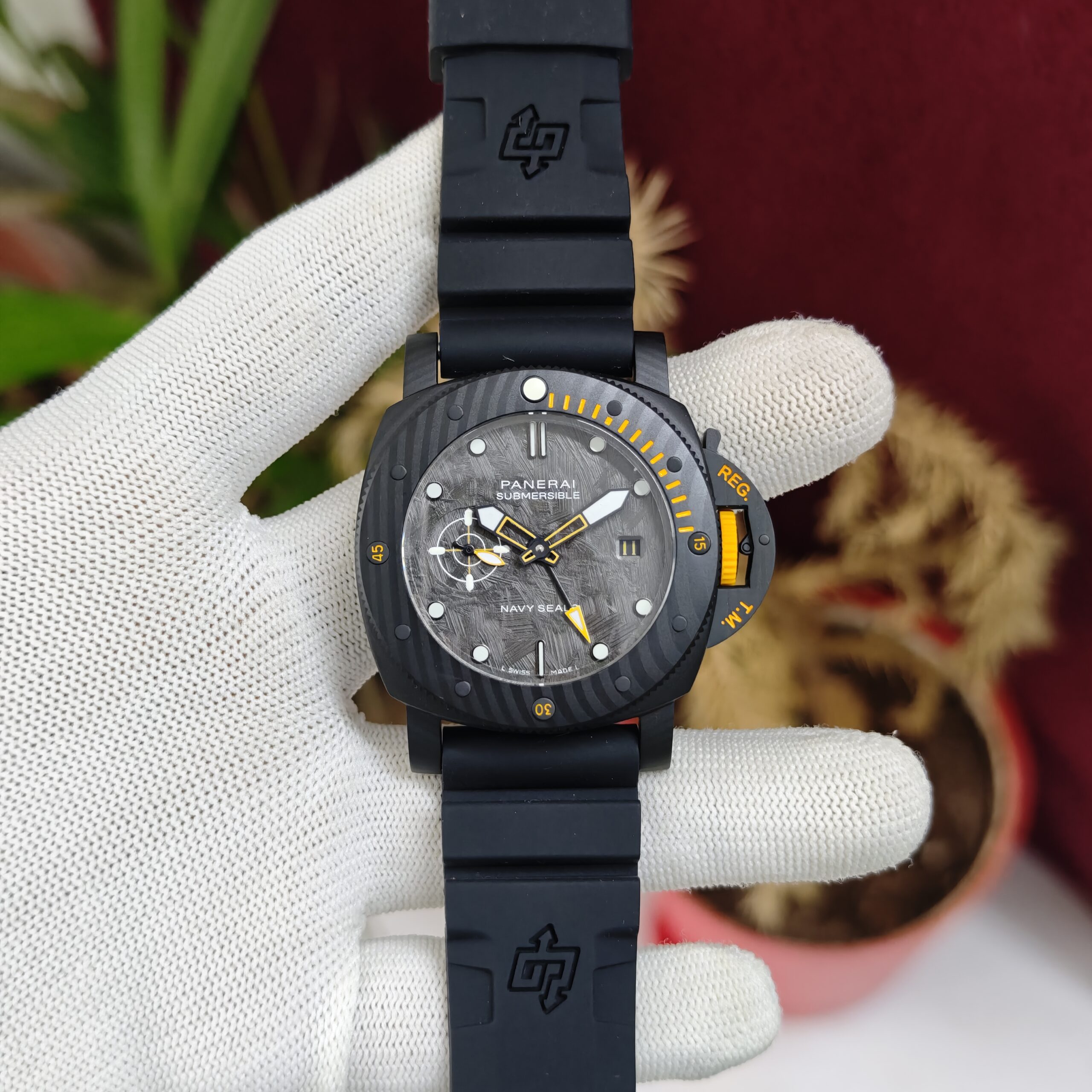 Panerai Submersible Navy SEALs Carbotech Rubber Strap Swiss Automatic Watch - Image 2