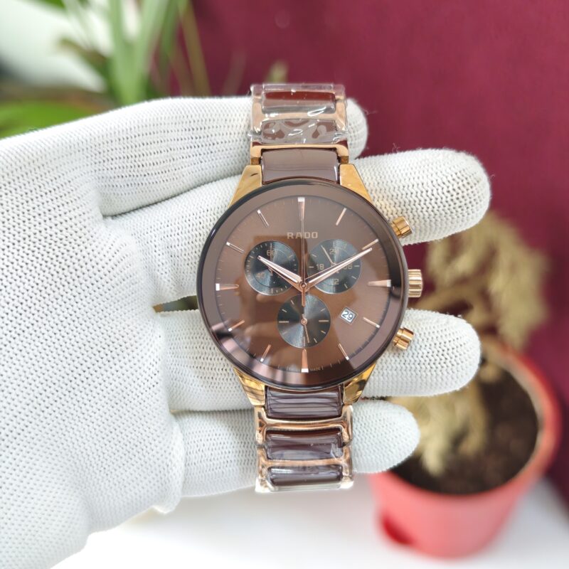 Rado Centrix Chronograph Rose Gold Brown Dial Swiss Quartz Watch