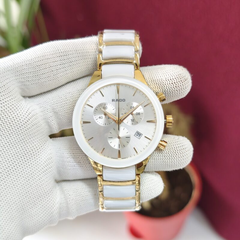 Rado Centrix Chronograph White Gold Swiss Quartz Watch