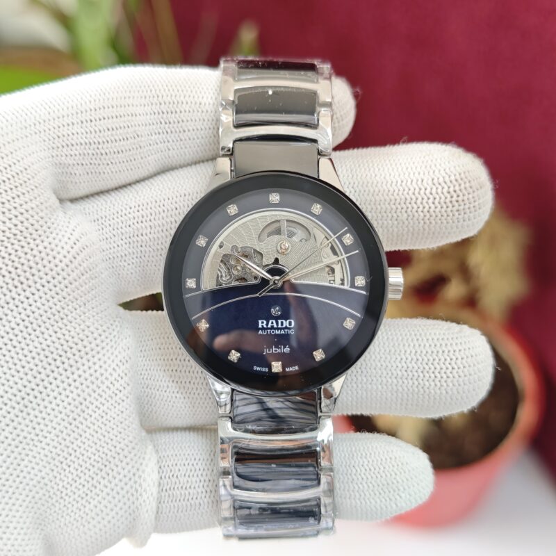 Rado Centrix Diamonds Open Heart Silver Black Dial Swiss Automatic Watch