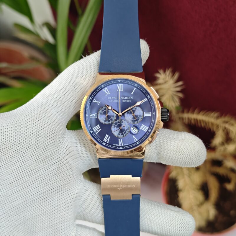 Ulysse Nardin Chronograph Blue Dial Swiss Quartz Watch with stainless steel case and premium luxury-inspired design.