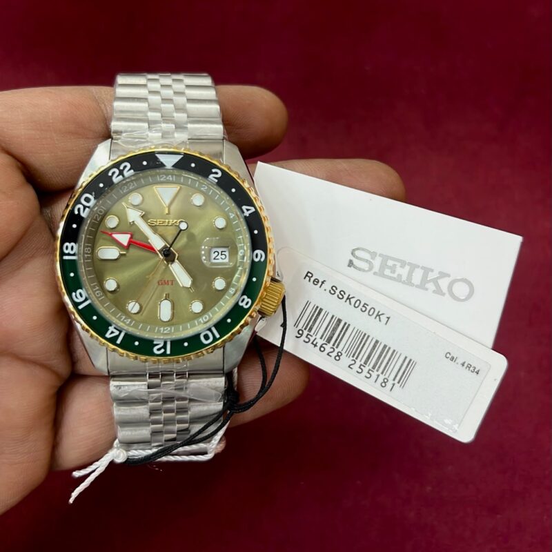 Seiko 5 Sports GMT SSK003K1 Gold Dial Swiss Automatic Watch