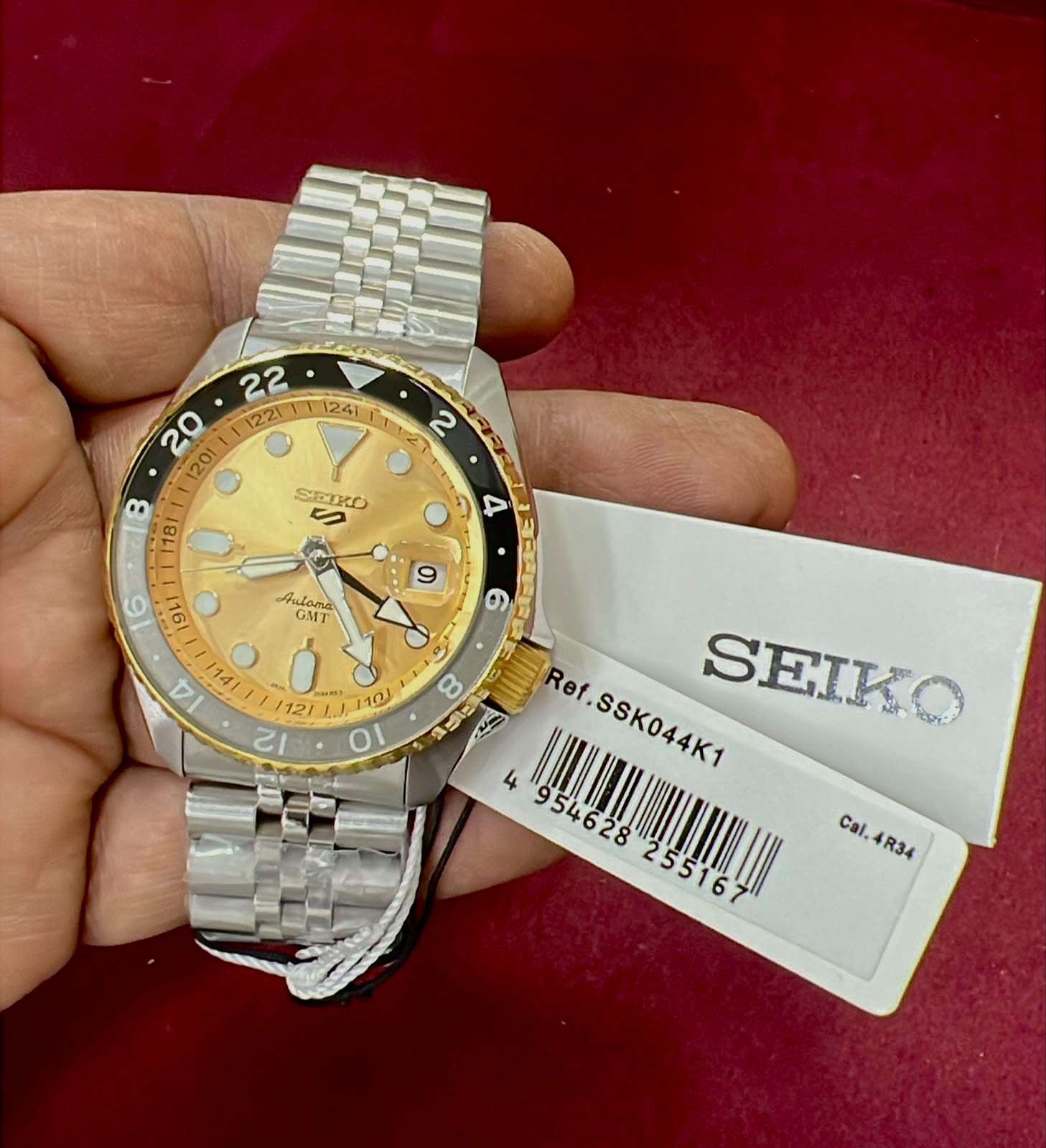 Seiko 5 Sports GMT SSK003K1 Polished Gold Dial Swiss Automatic Watch
