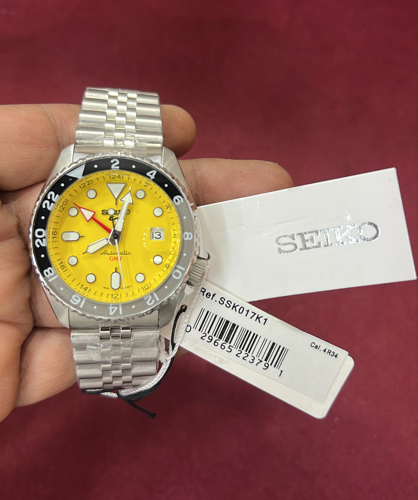 Seiko 5 Sports GMT SSK003K1 Yellow Dial Swiss Automatic Watch