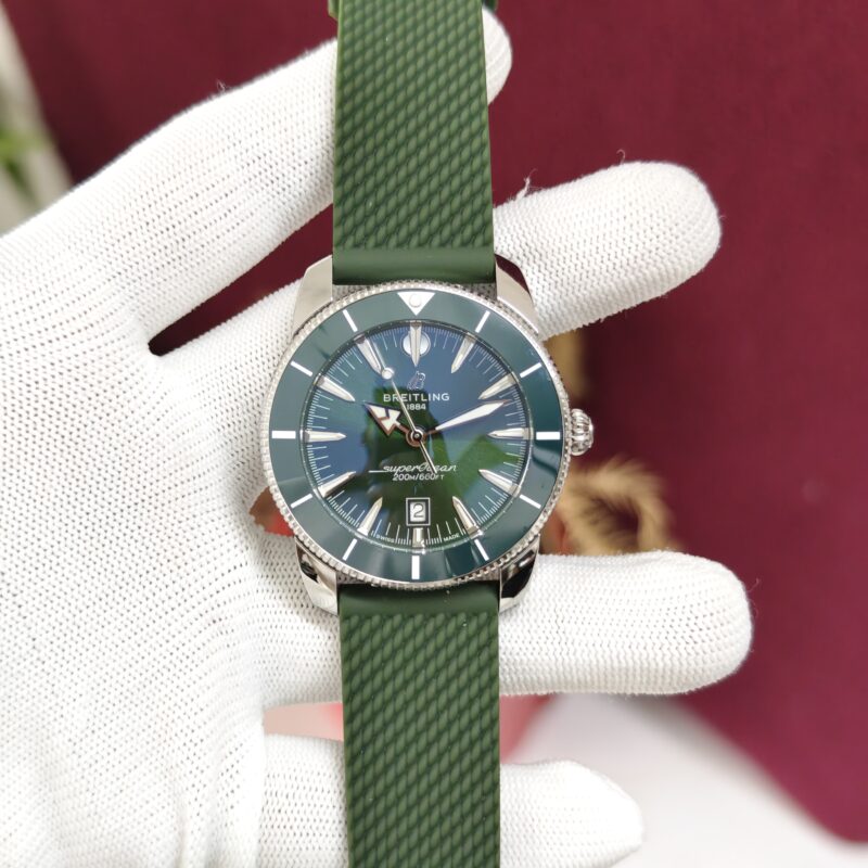 Breitling Superocean Green Dial with Green Rubber Strap Swiss Quartz Watch