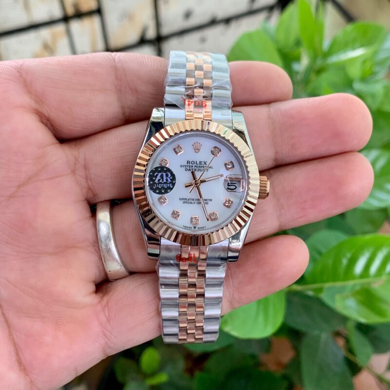 Rolex Oyster Perpetual Datejust White Dial Dual Tone Bracelet Strap Swiss Automatic Watch