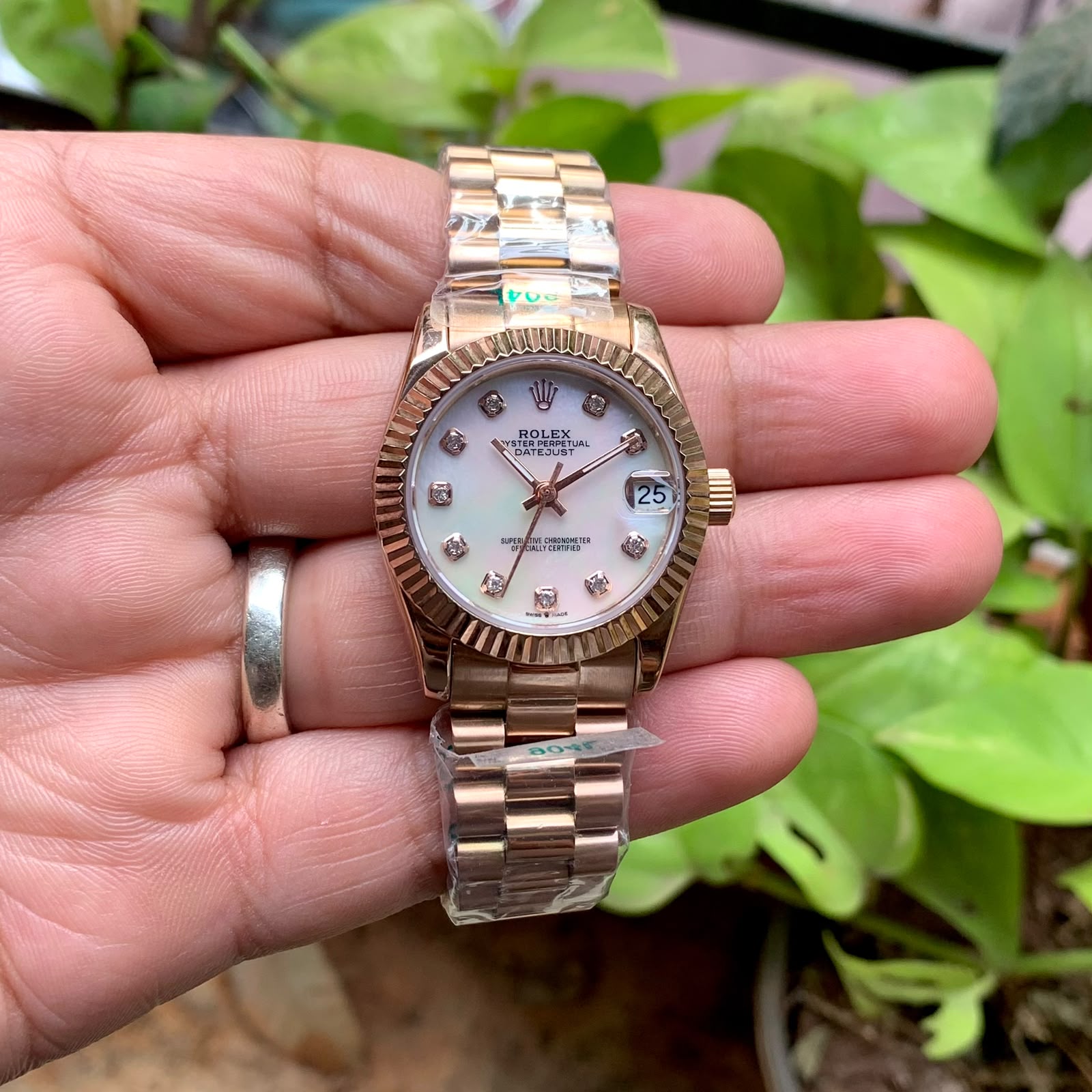 Rolex Oyster Perpetual Datejust White Dial Rose Gold Bracelet Strap Swiss Automatic Watch